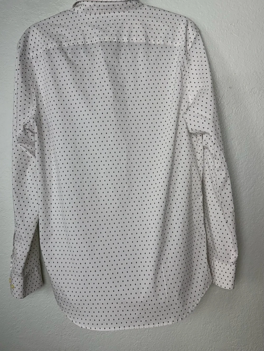 Banana Republic White Button-Up Shirt with Black Micro Dot Print
